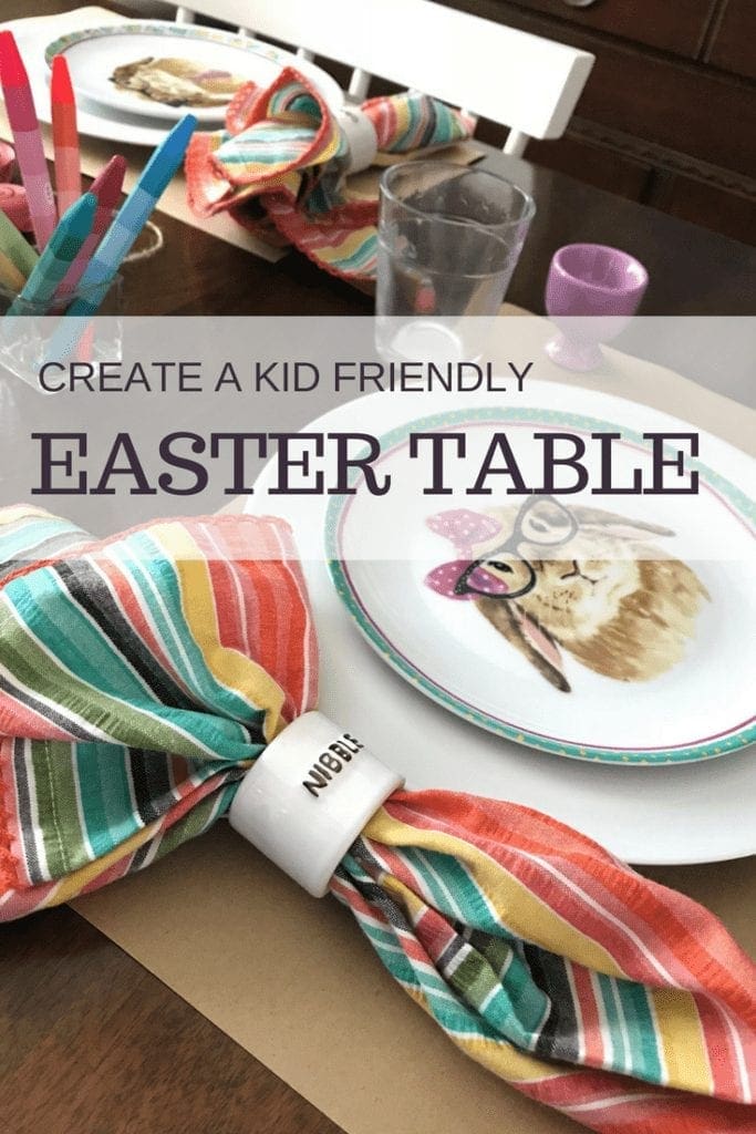 Create a kid friendly Easter table scape that is colorful and whimsical. DIY centerpiece craft of Peeps with place settings and other elements from Pier One and Target. Perfectly fun and festive for kids and adults. #easter #spring #tablesetting #DIY #centerpiece #kidfriendly