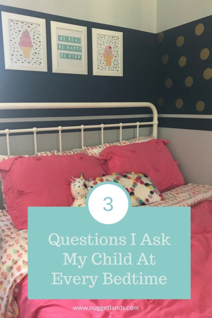 3 questions to add to your kids bedtime routine that will teach vulnerability, and self awareness. Perfect for preschoolers or even teens yet simple enough for toddlers. They are even a great reminder for adults. #parenting #toddler #kids #bedtime #routine #vulnerability #positiveparenting